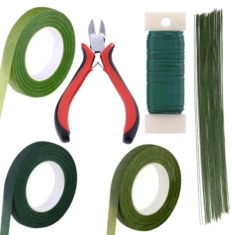 Supla Floral Arrangement Kit Floral Tools Wire Cutter Stem Wire Floral Wire 26 Gauge and 22 Gauge Wire Green Floral Tapes for Bouquet Stem Wrap Florist - Image 1